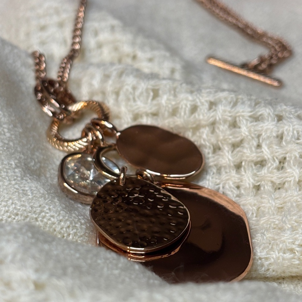 Premier Designs "Modern Luxe" Rose Gold Charm Necklace Fashion Jewelry State - Picture 5 of 10